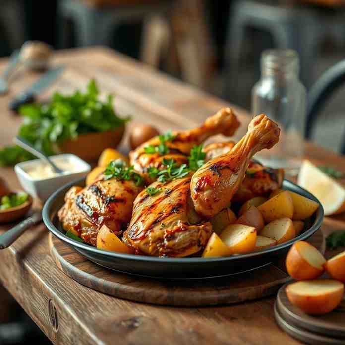 Poulet Bicyclette - Grilled Chicken & Potatoes Recipe